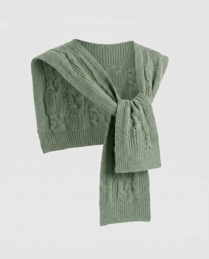 Damen Grobstrick-Schultertuch mit Zopfmuster und Kurzpullover-Schnitt Nord Taschen