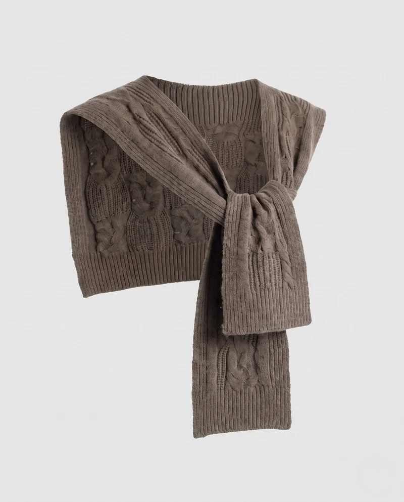 Damen Grobstrick-Schultertuch mit Zopfmuster und Kurzpullover-Schnitt Nord Taschen