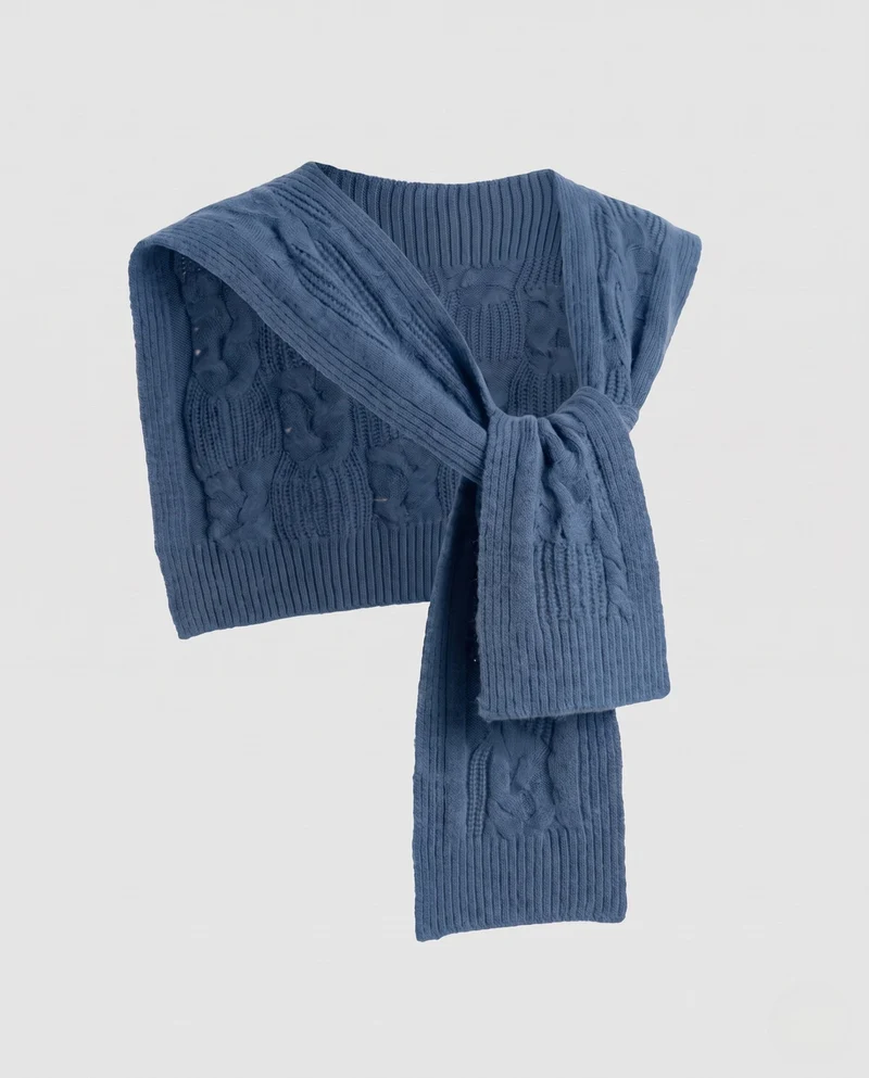 Damen Grobstrick-Schultertuch mit Zopfmuster und Kurzpullover-Schnitt Nord Taschen