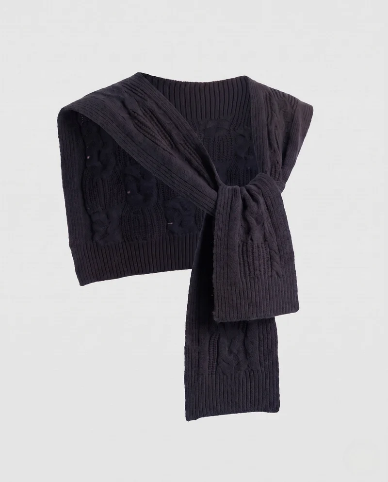 Damen Grobstrick-Schultertuch mit Zopfmuster und Kurzpullover-Schnitt Nord Taschen