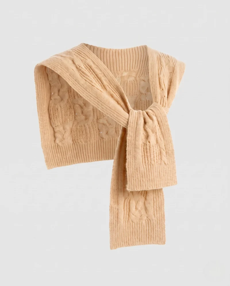 Damen Grobstrick-Schultertuch mit Zopfmuster und Kurzpullover-Schnitt Nord Taschen