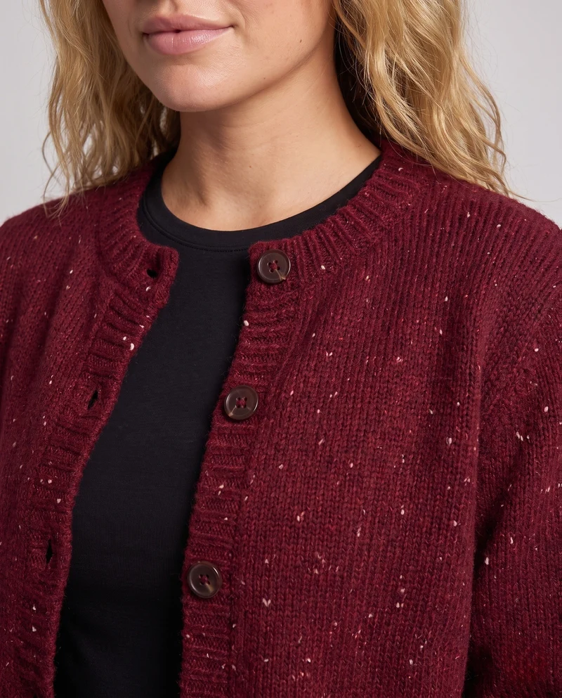 Damen Grobgestrickter Mohair‑Look Cardigan mit Glitzergarn und Perlenbrosche Nord Taschen