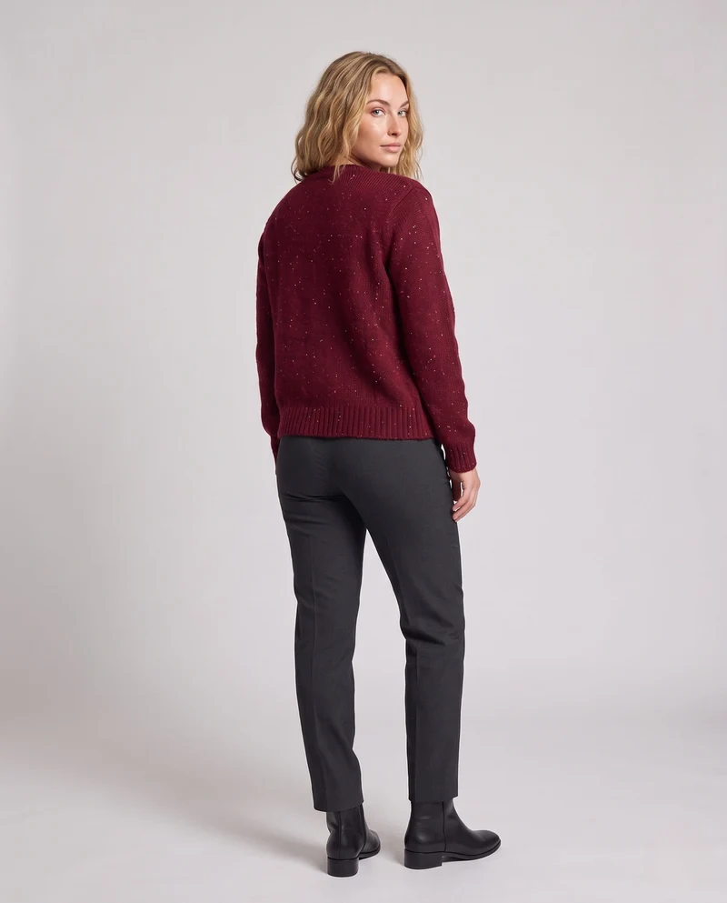 Damen Grobgestrickter Mohair‑Look Cardigan mit Glitzergarn und Perlenbrosche Nord Taschen