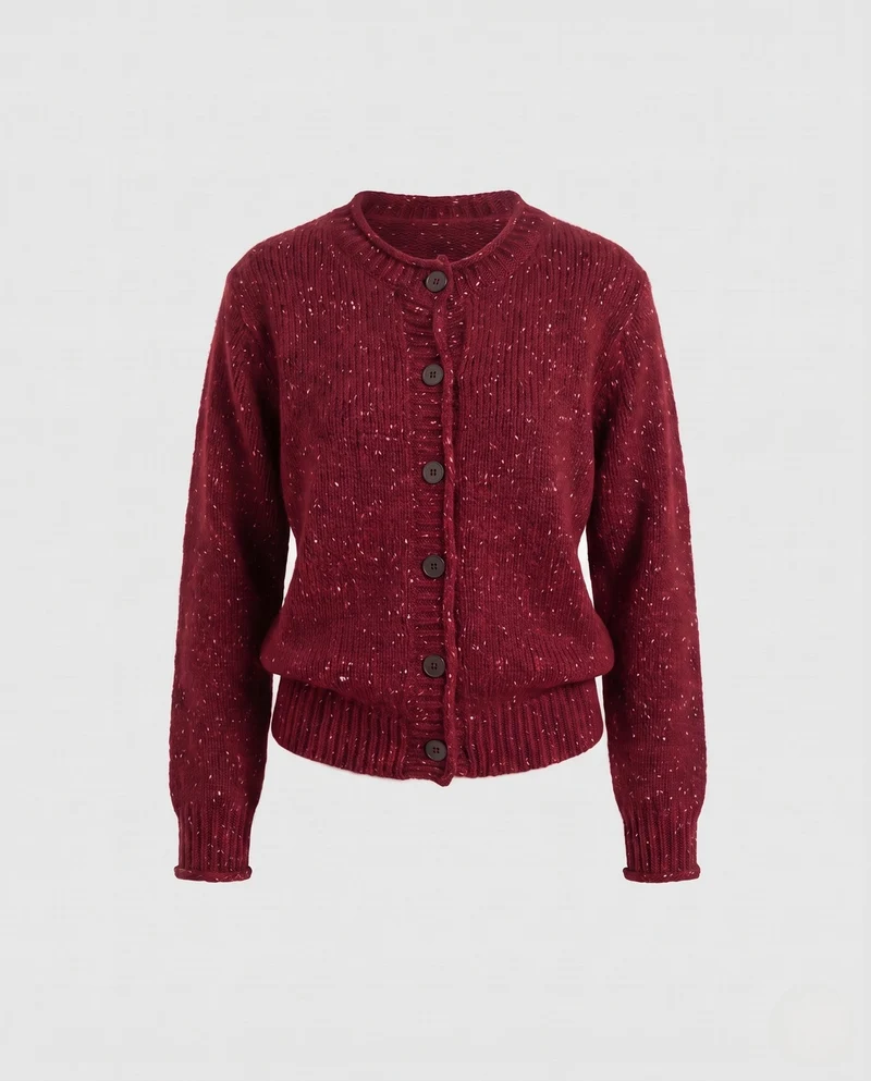 Damen Grobgestrickter Mohair‑Look Cardigan mit Glitzergarn und Perlenbrosche Nord Taschen