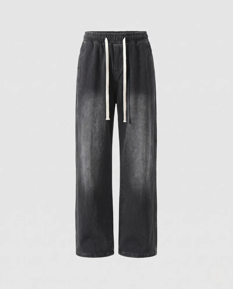 Damen Casual Weite Bein Jeans Nord Taschen