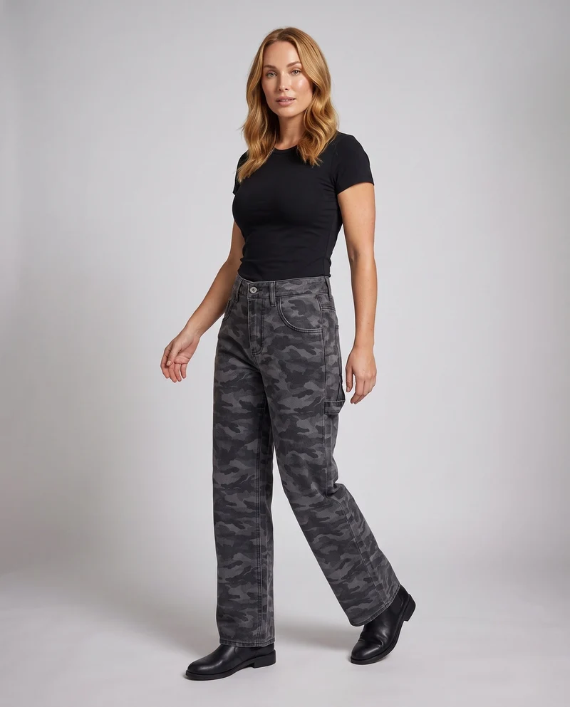 Frauen Modische Camouflage-Hosen Nord Taschen