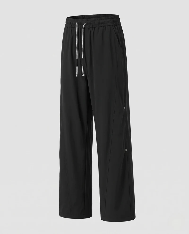 Herren Weite Baggy-Freizeithose mit Kordelzug und Druckknopf-Seitennähten Nord Taschen