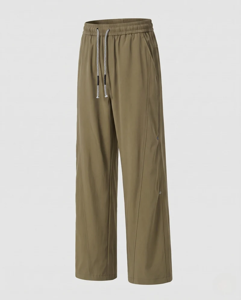 Herren Weite Baggy-Freizeithose mit Kordelzug und Druckknopf-Seitennähten Nord Taschen