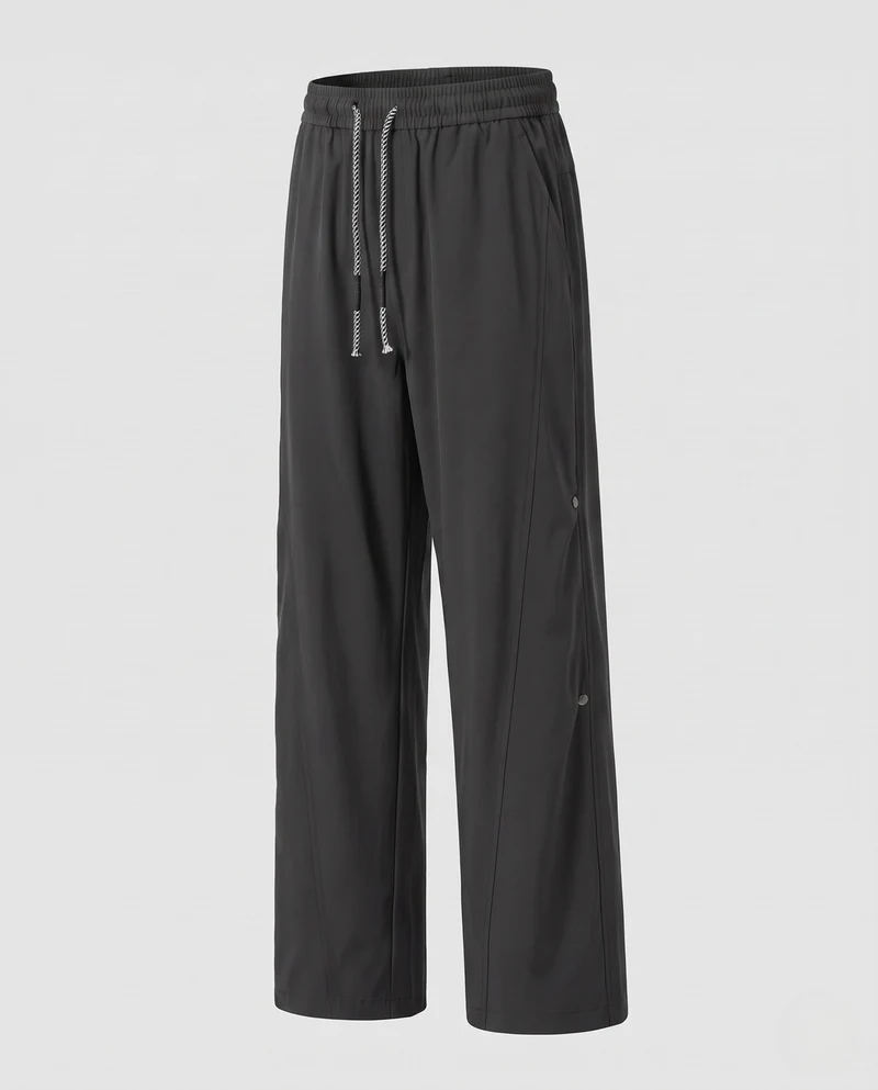 Herren Weite Baggy-Freizeithose mit Kordelzug und Druckknopf-Seitennähten Nord Taschen