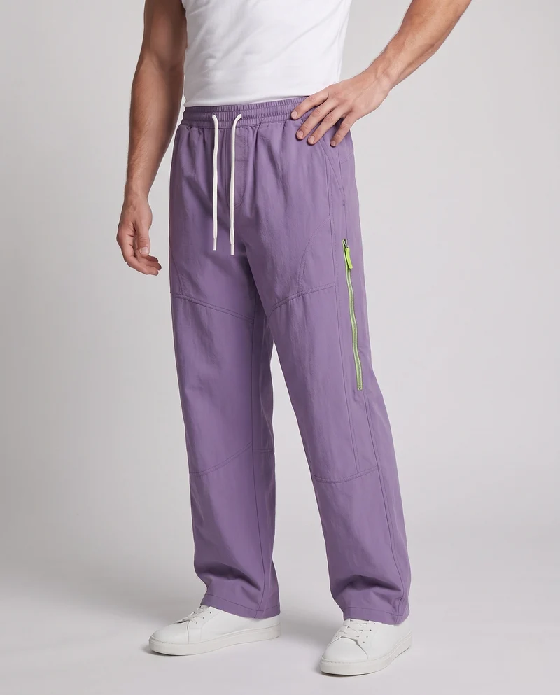 Herren Weite Baggy-Freizeithose mit Tunnelzug, Reißverschluss-Cargotaschen & markanten Teilungsnähten Nord Taschen