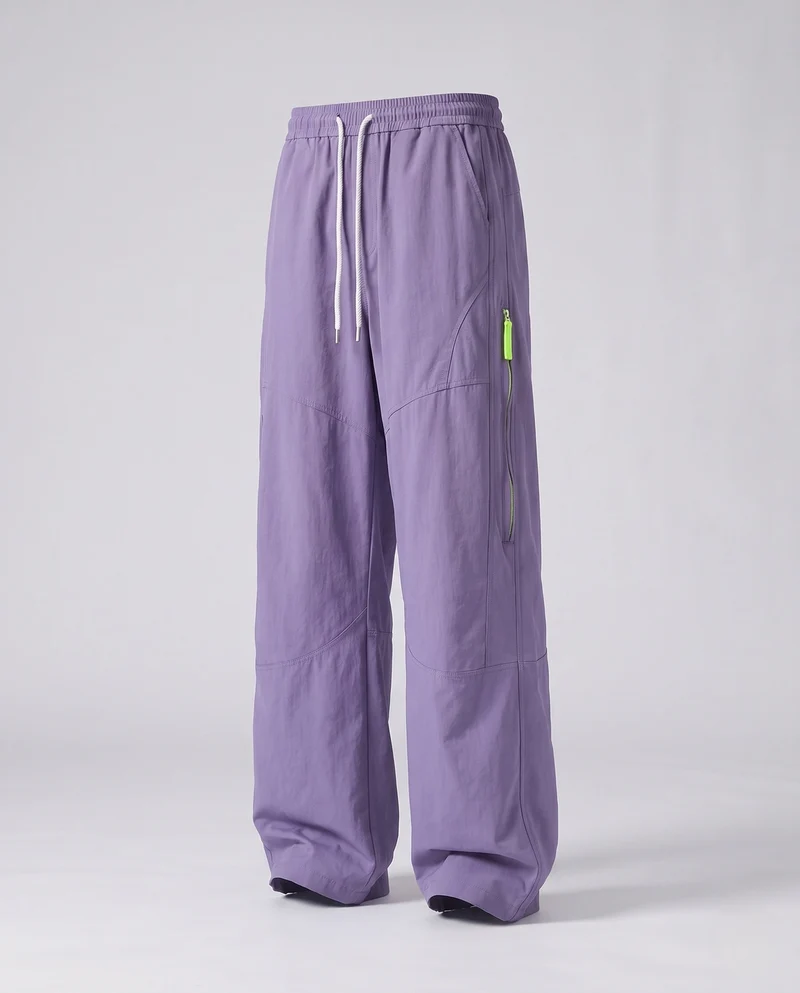 Herren Weite Baggy-Freizeithose mit Tunnelzug, Reißverschluss-Cargotaschen & markanten Teilungsnähten Nord Taschen