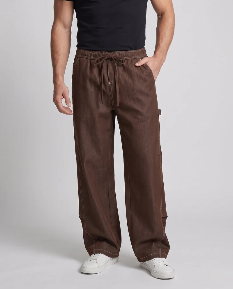 Herren Weite Baggy-Cargo-Hose mit Tunnelzug, Kontrastnähten & Utility-Tasche Nord Taschen