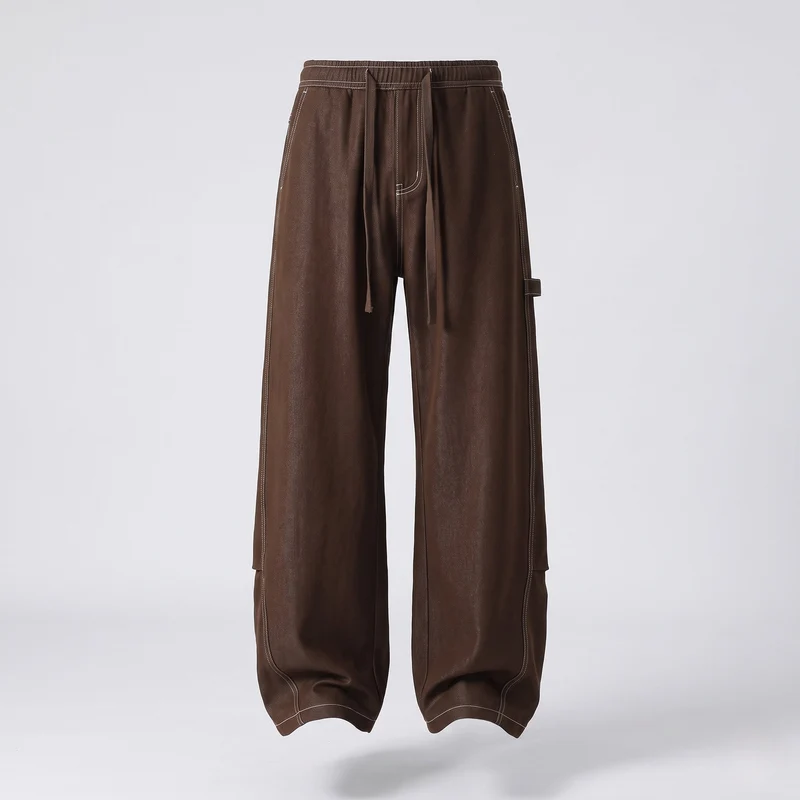Herren Weite Baggy-Cargo-Hose mit Tunnelzug, Kontrastnähten & Utility-Tasche Nord Taschen