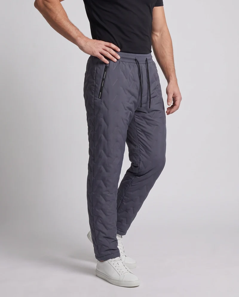 Herren wattierte Thermo-Jogginghose mit gesteppter Oberfläche, elastischem Kordelbund & Reißverschlusstaschen Nord Taschen