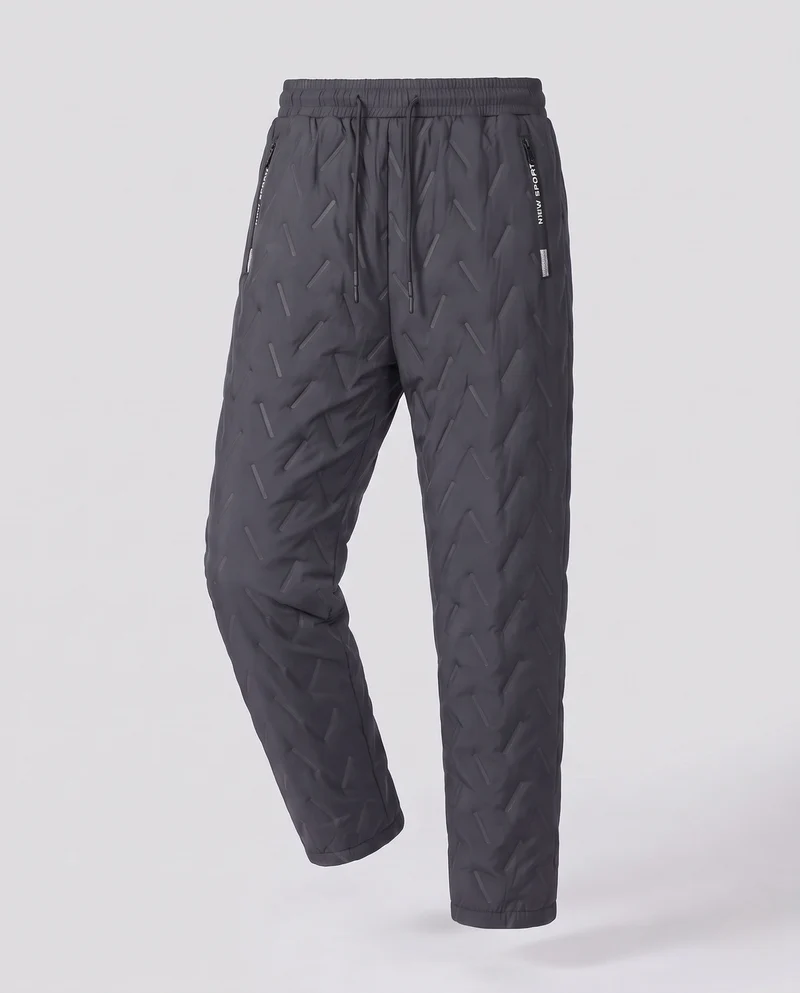 Herren wattierte Thermo-Jogginghose mit gesteppter Oberfläche, elastischem Kordelbund & Reißverschlusstaschen Nord Taschen