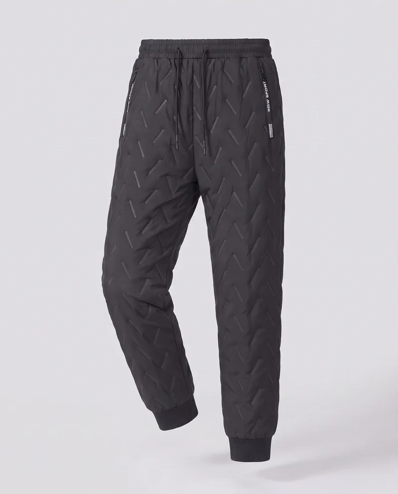 Herren wattierte Thermo-Jogginghose mit gesteppter Oberfläche, elastischem Kordelbund & Reißverschlusstaschen Nord Taschen