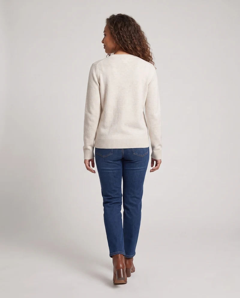 Damen Feiner V-Ausschnitt-Cardigan mit mehrfarbigen Zierknöpfen und geripptem Saum Nord Taschen
