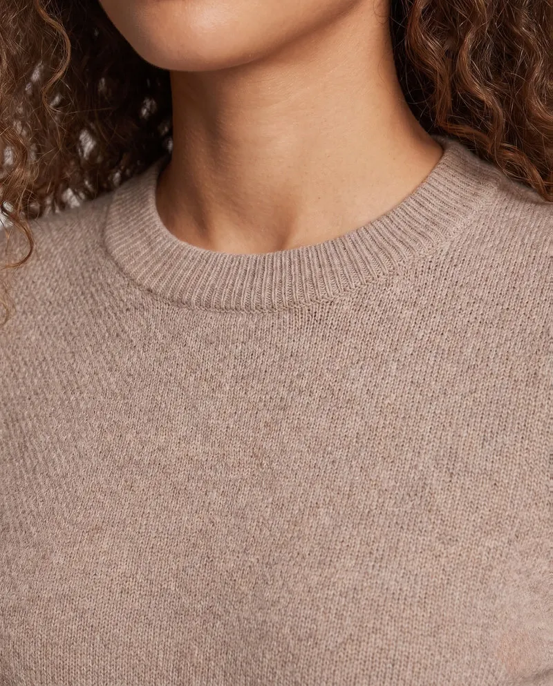 Damen Feiner Strukturstrick-Pullover mit Rundhalsausschnitt und extraweichem Merino-Mix Nord Taschen