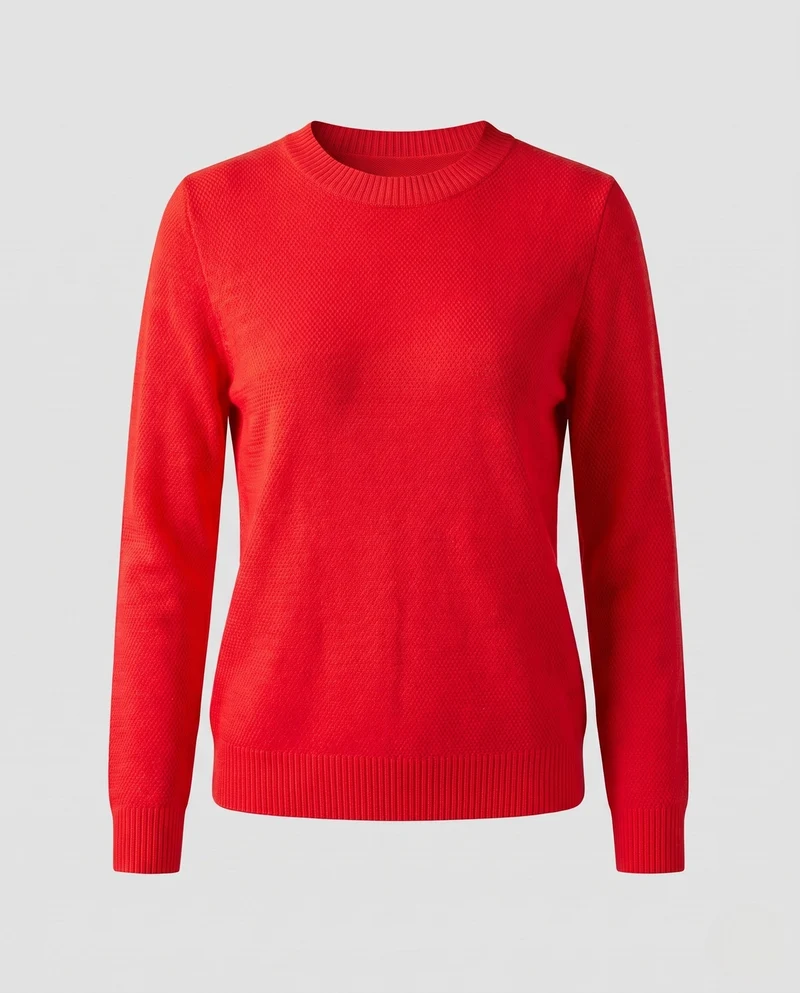 Damen Feiner Strukturstrick-Pullover mit Rundhalsausschnitt und extraweichem Merino-Mix Nord Taschen
