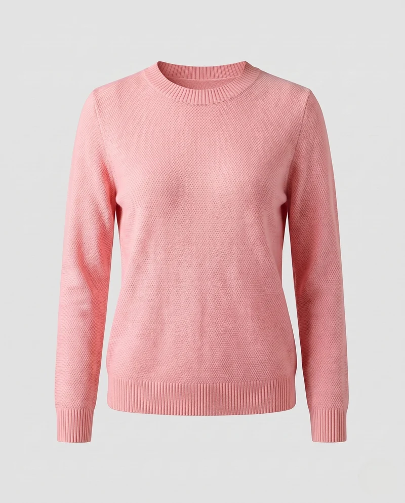 Damen Feiner Strukturstrick-Pullover mit Rundhalsausschnitt und extraweichem Merino-Mix Nord Taschen