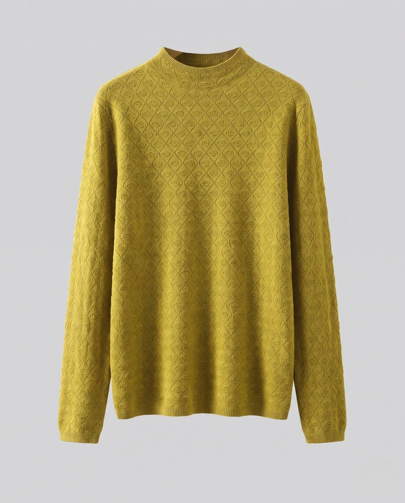 Damen Feiner Strickpullover mit Rautenmuster, kurzem Stehkragen und legerer Passform Nord Taschen