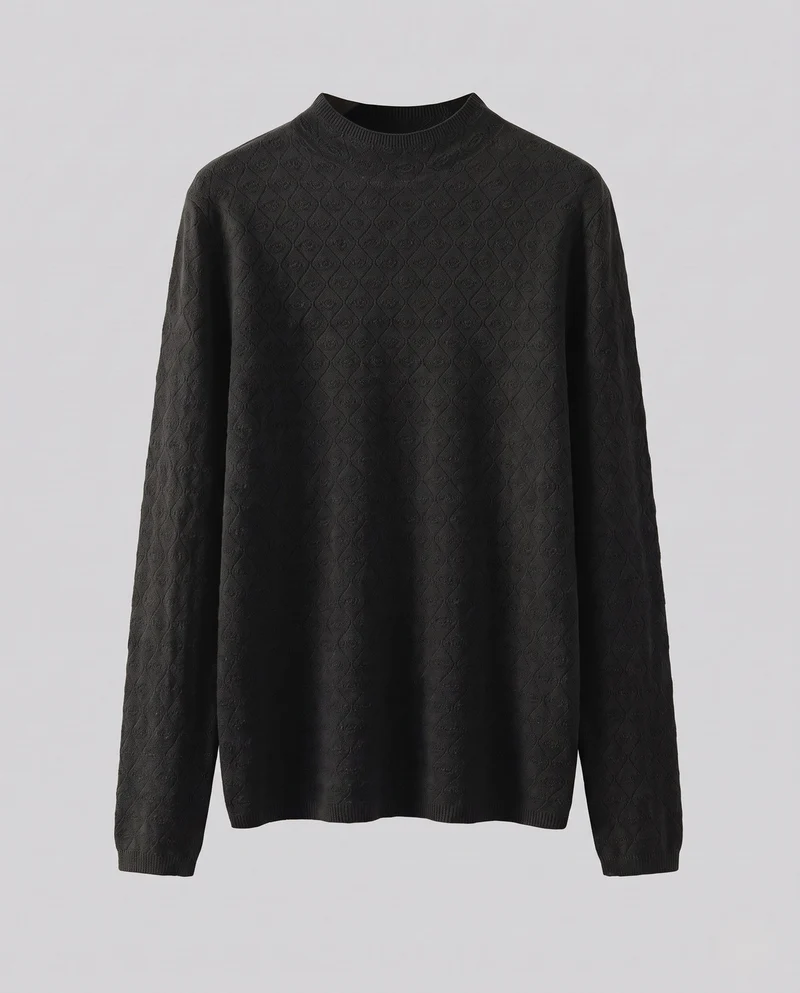 Damen Feiner Strickpullover mit Rautenmuster, kurzem Stehkragen und legerer Passform Nord Taschen
