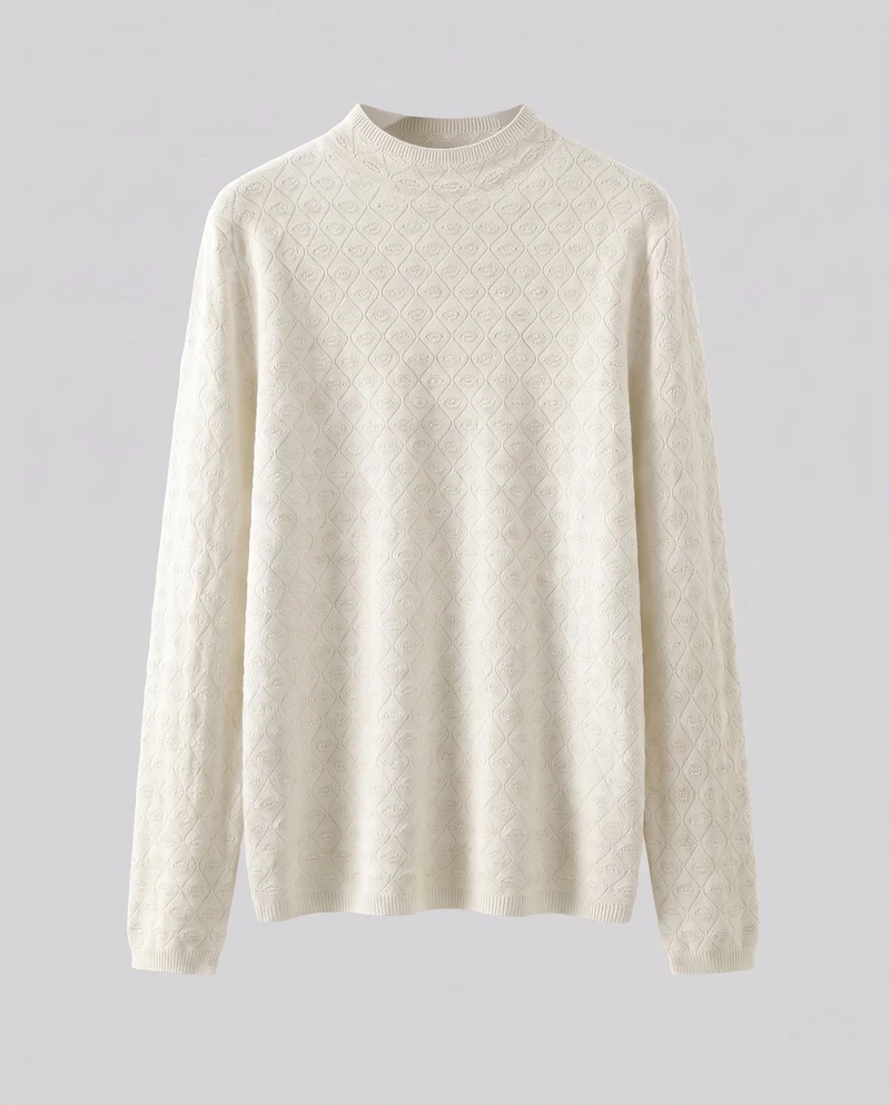 Damen Feiner Strickpullover mit Rautenmuster, kurzem Stehkragen und legerer Passform Nord Taschen