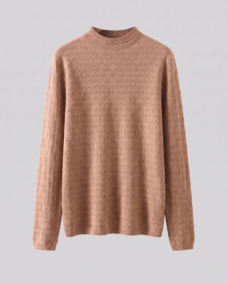 Damen Feiner Strickpullover mit Rautenmuster, kurzem Stehkragen und legerer Passform Nord Taschen
