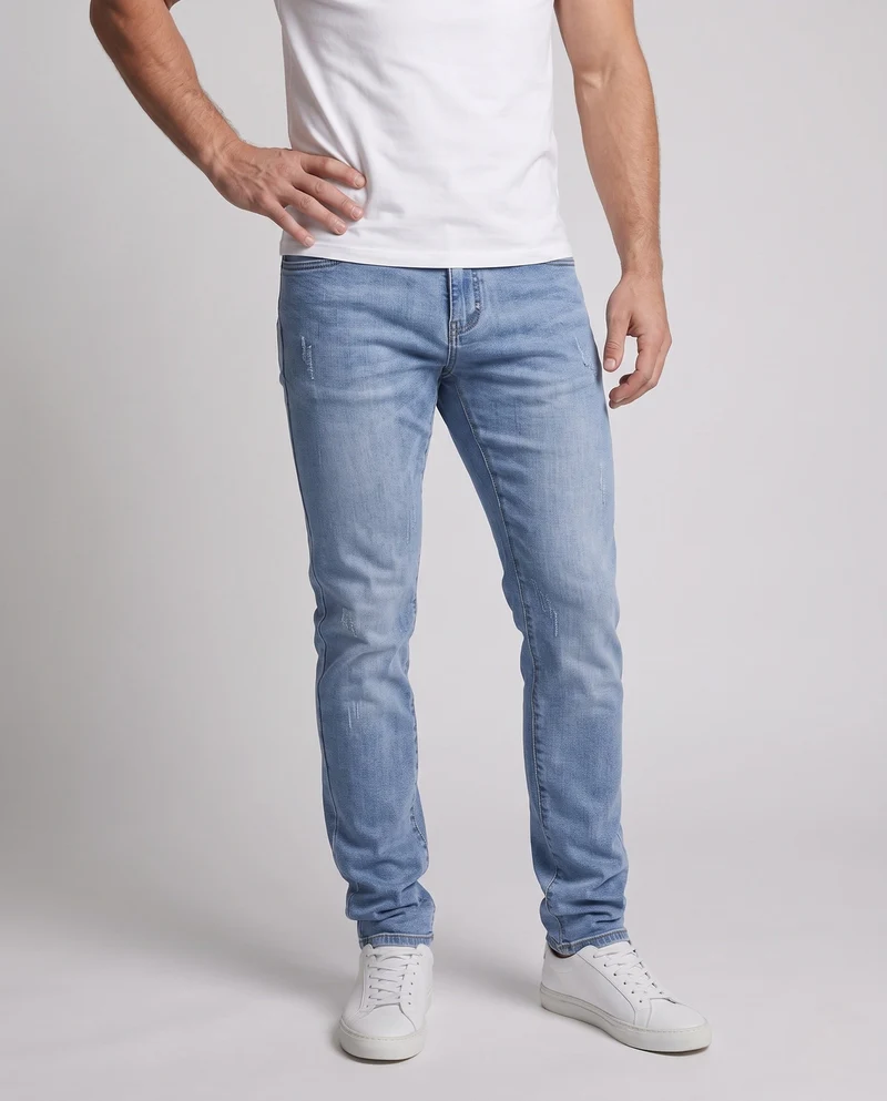 Herren Slim-Fit Denim-Jeans mit leichter Used-Waschung und geradem Bein Nord Taschen