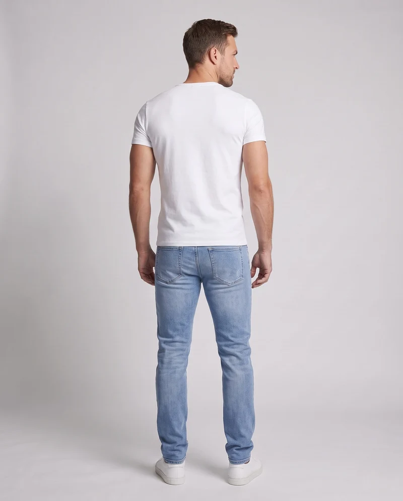 Herren Slim-Fit Denim-Jeans mit leichter Used-Waschung und geradem Bein Nord Taschen