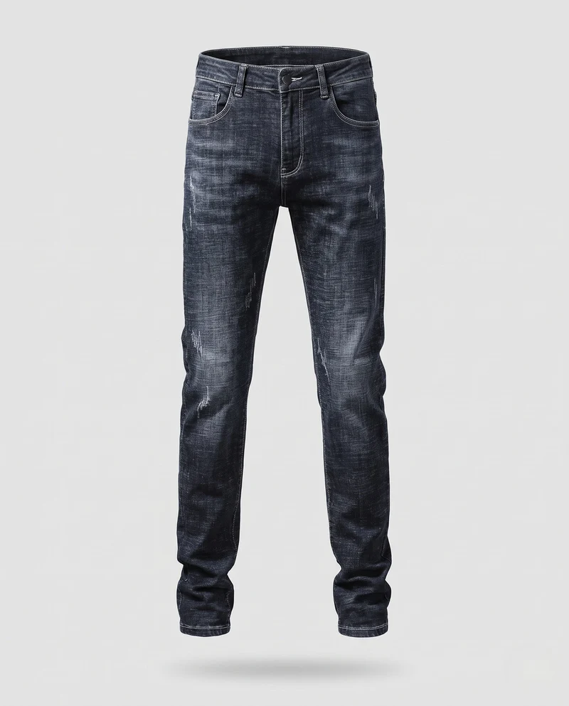 Herren Slim-Fit Denim-Jeans mit leichter Used-Waschung und geradem Bein Nord Taschen