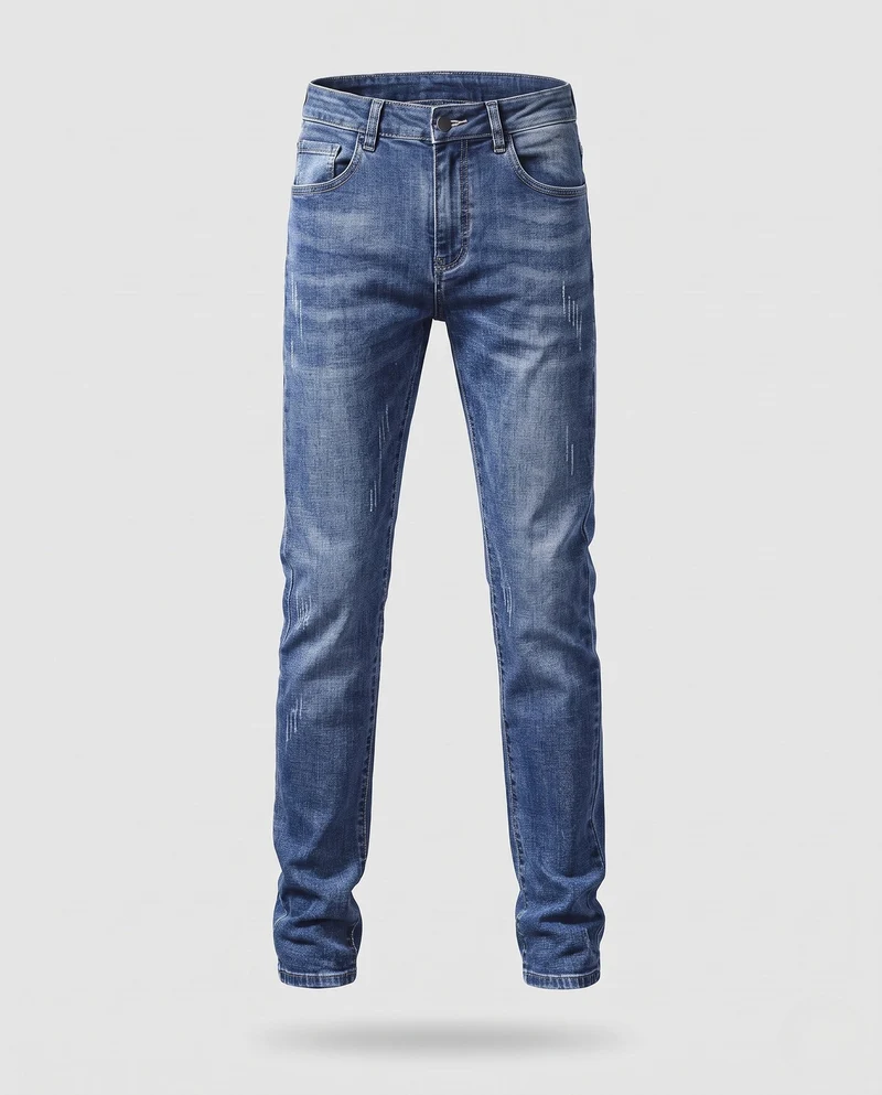 Herren Slim-Fit Denim-Jeans mit leichter Used-Waschung und geradem Bein Nord Taschen