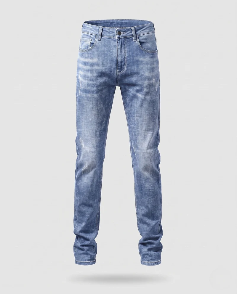 Herren Slim-Fit Denim-Jeans mit leichter Used-Waschung und geradem Bein Nord Taschen