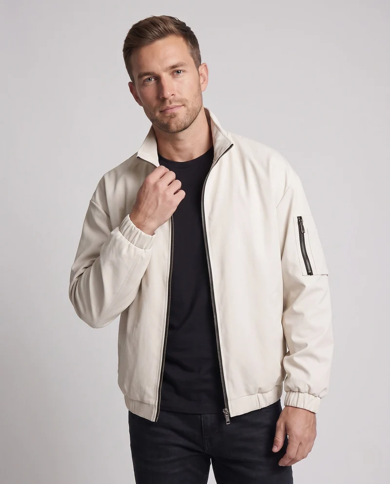 Herren Oversize-Utility-Bomberjacke mit Ärmeltasche & Two-Way-Reißverschluss Nord Taschen