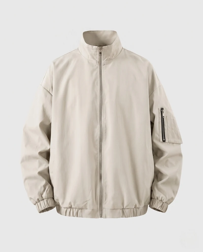 Herren Oversize-Utility-Bomberjacke mit Ärmeltasche & Two-Way-Reißverschluss Nord Taschen