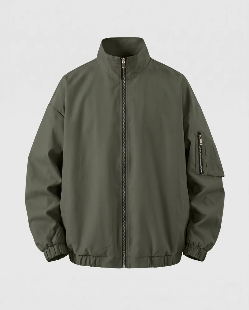 Herren Oversize-Utility-Bomberjacke mit Ärmeltasche & Two-Way-Reißverschluss Nord Taschen
