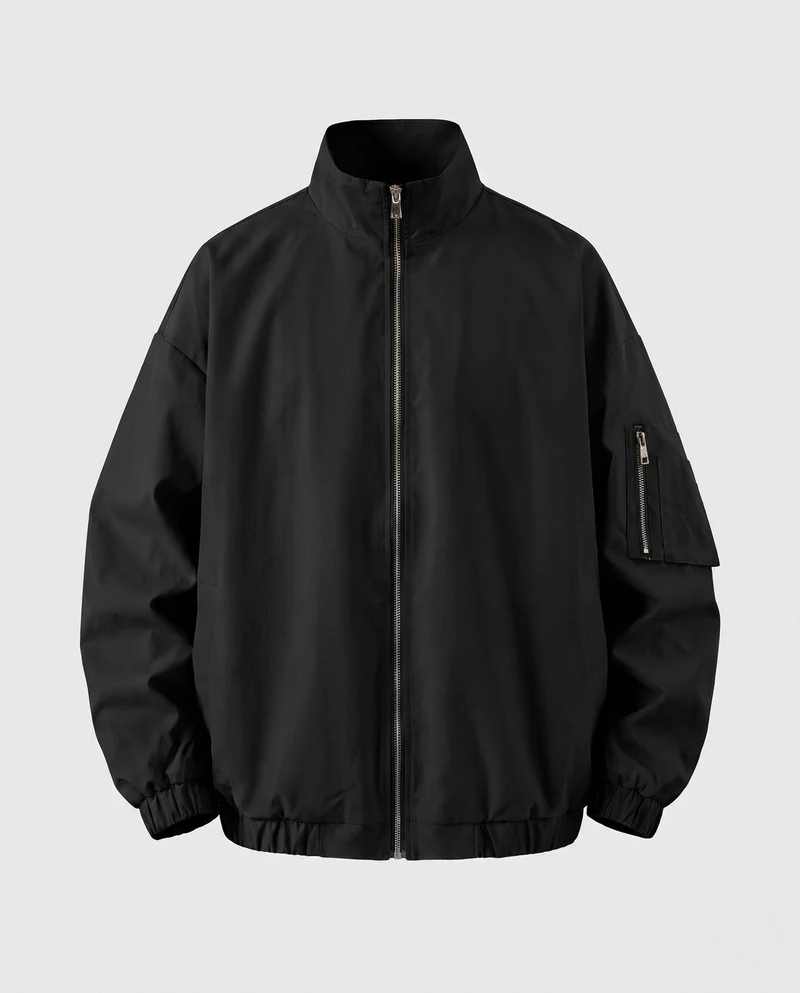 Herren Oversize-Utility-Bomberjacke mit Ärmeltasche & Two-Way-Reißverschluss Nord Taschen