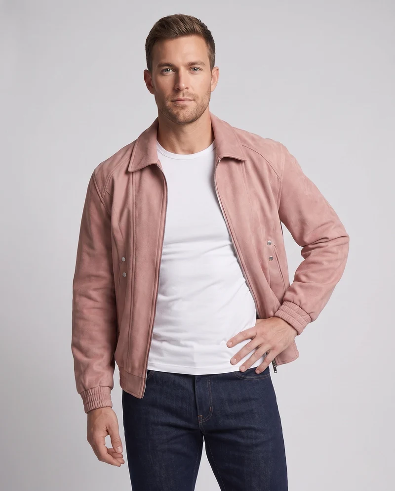 Herren Oversize Velours-Optik Bomberjacke mit markanten Teilungsnähten Nord Taschen