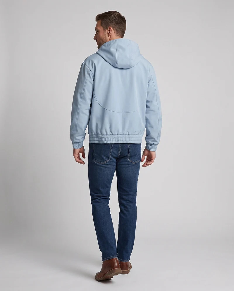 Herren Oversize Velours‑Optik Kapuzenjacke mit Zwei‑Wege‑Metallreißverschluss & elastischem Saum Nord Taschen