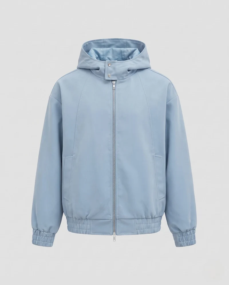 Herren Oversize Velours‑Optik Kapuzenjacke mit Zwei‑Wege‑Metallreißverschluss & elastischem Saum Nord Taschen