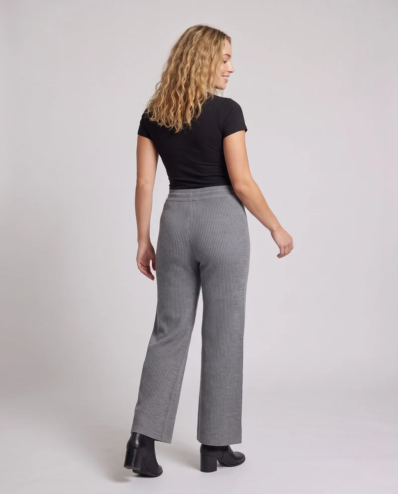 Damen Feine gerippte Lounge-Hose mit weitem Bein und Kordelzug Nord Taschen