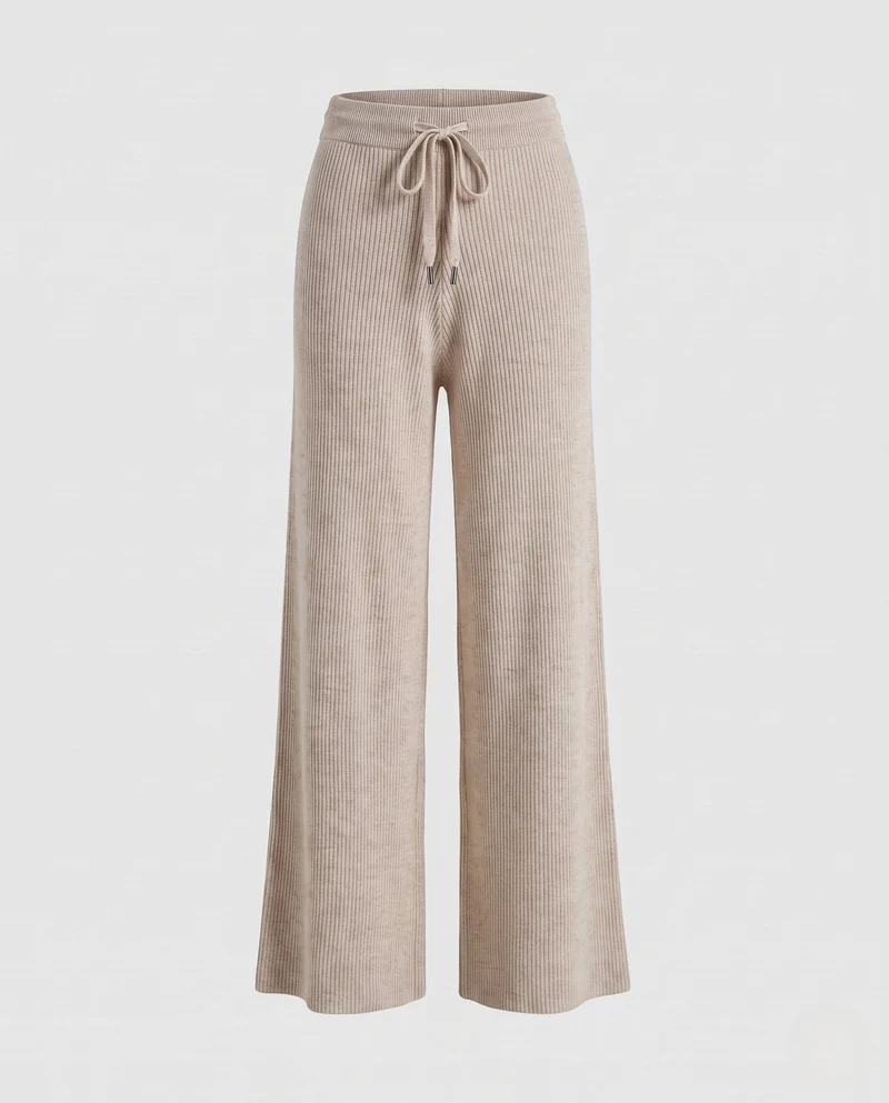 Damen Feine gerippte Lounge-Hose mit weitem Bein und Kordelzug Nord Taschen