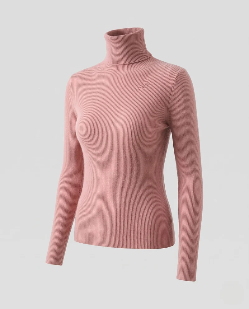 Damen Enganliegender Rollkragenpullover aus Angora-Mix mit flauschiger Oberfläche Nord Taschen