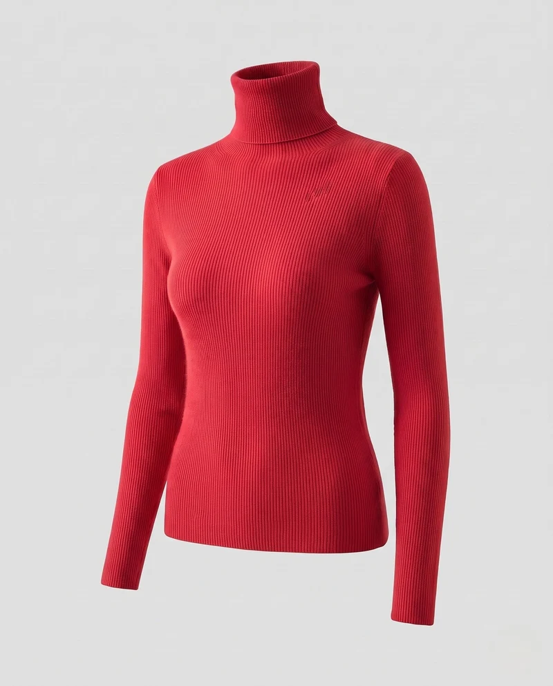 Damen Enganliegender Rollkragenpullover aus Angora-Mix mit flauschiger Oberfläche Nord Taschen