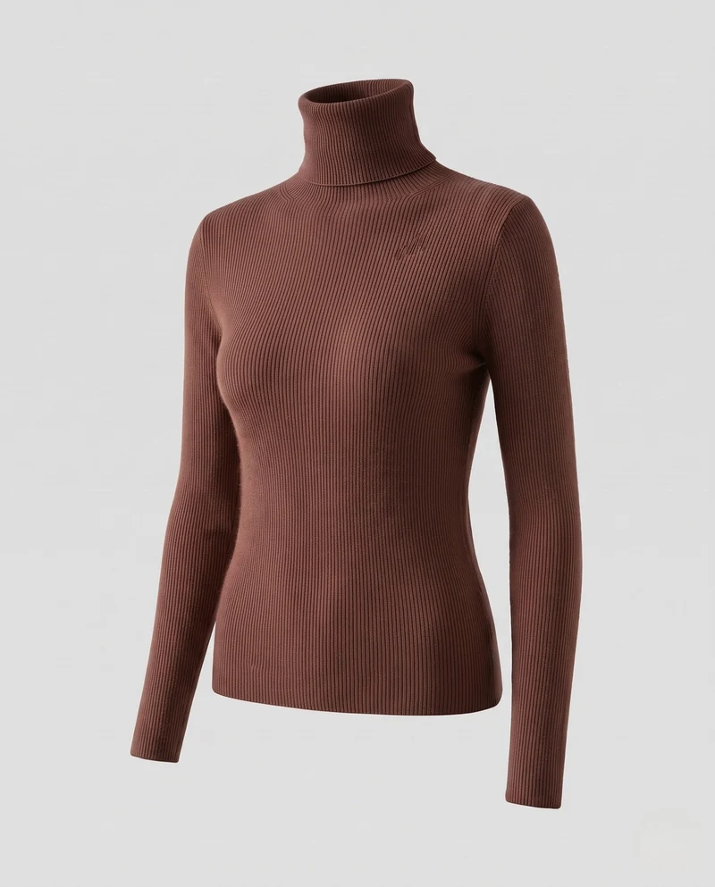 Damen Enganliegender Rollkragenpullover aus Angora-Mix mit flauschiger Oberfläche Nord Taschen