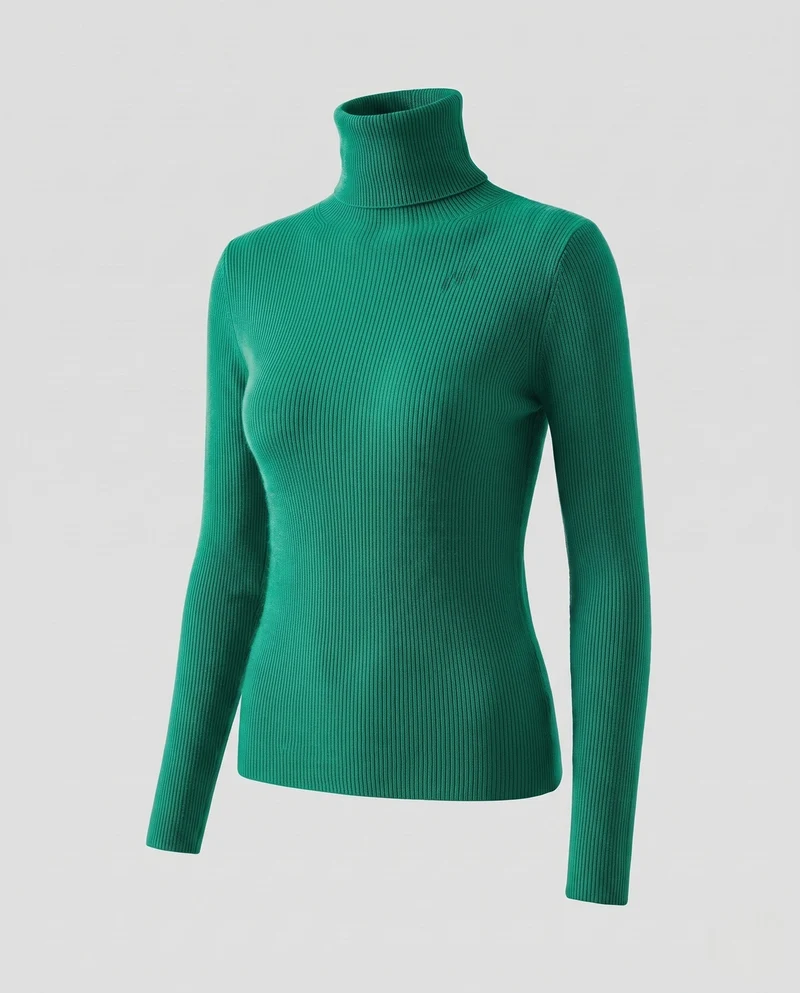Damen Enganliegender Rollkragenpullover aus Angora-Mix mit flauschiger Oberfläche Nord Taschen