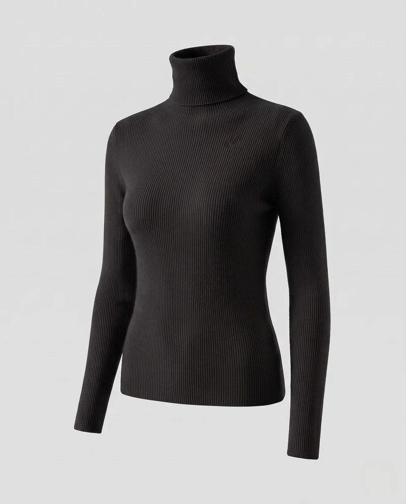 Damen Enganliegender Rollkragenpullover aus Angora-Mix mit flauschiger Oberfläche Nord Taschen