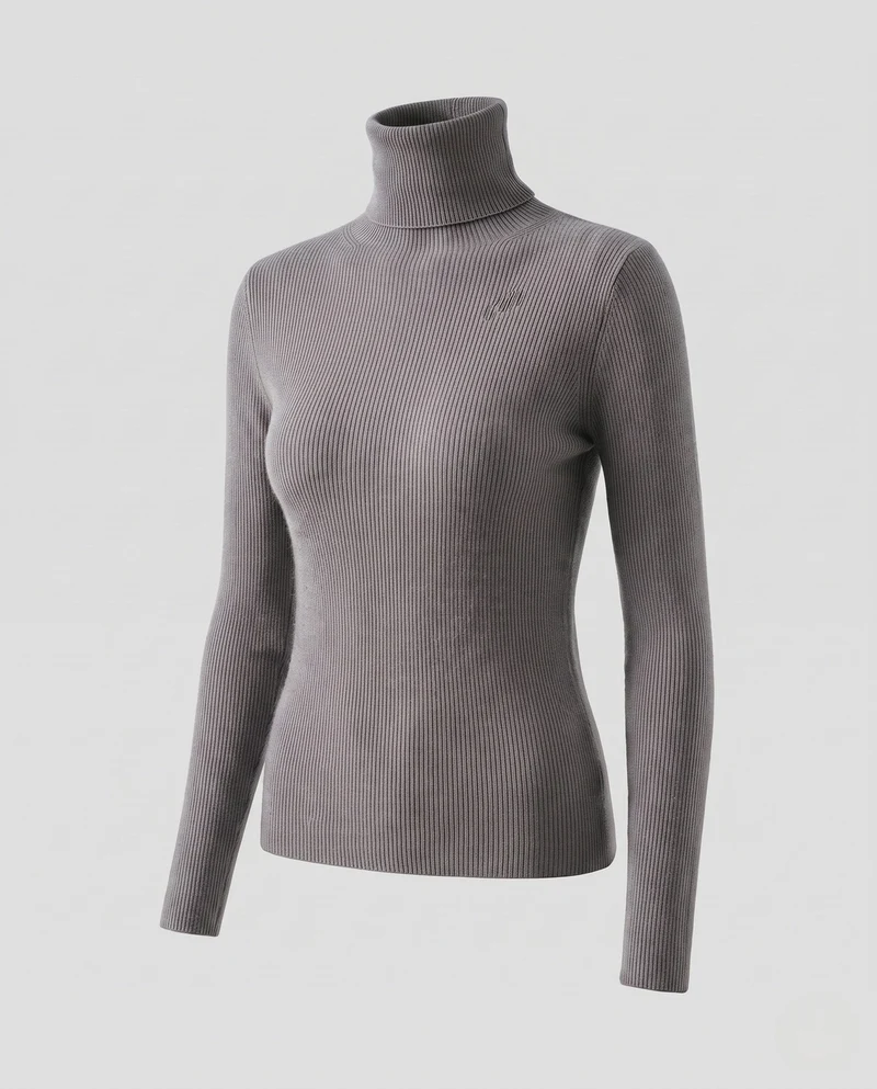 Damen Enganliegender Rollkragenpullover aus Angora-Mix mit flauschiger Oberfläche Nord Taschen