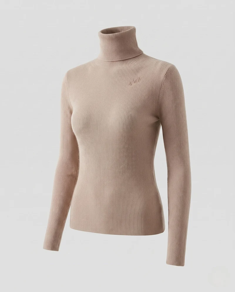 Damen Enganliegender Rollkragenpullover aus Angora-Mix mit flauschiger Oberfläche Nord Taschen