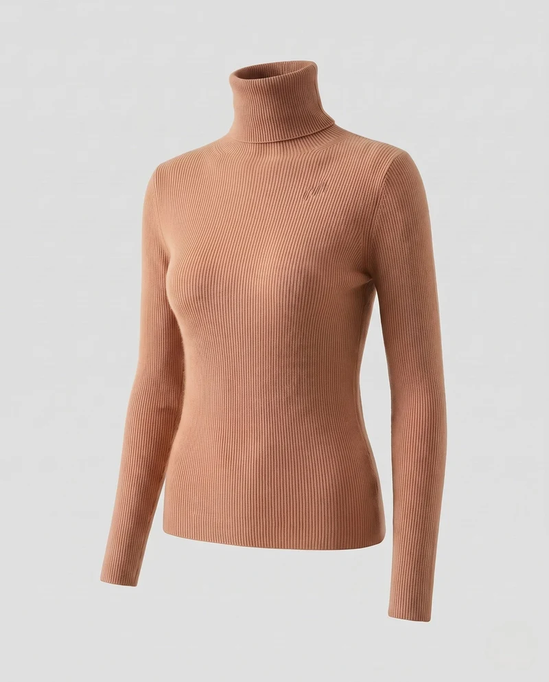 Damen Enganliegender Rollkragenpullover aus Angora-Mix mit flauschiger Oberfläche Nord Taschen